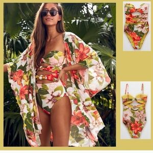 Aerie Triple Knot Cheeky Coquina Yellow and Floral One Piece